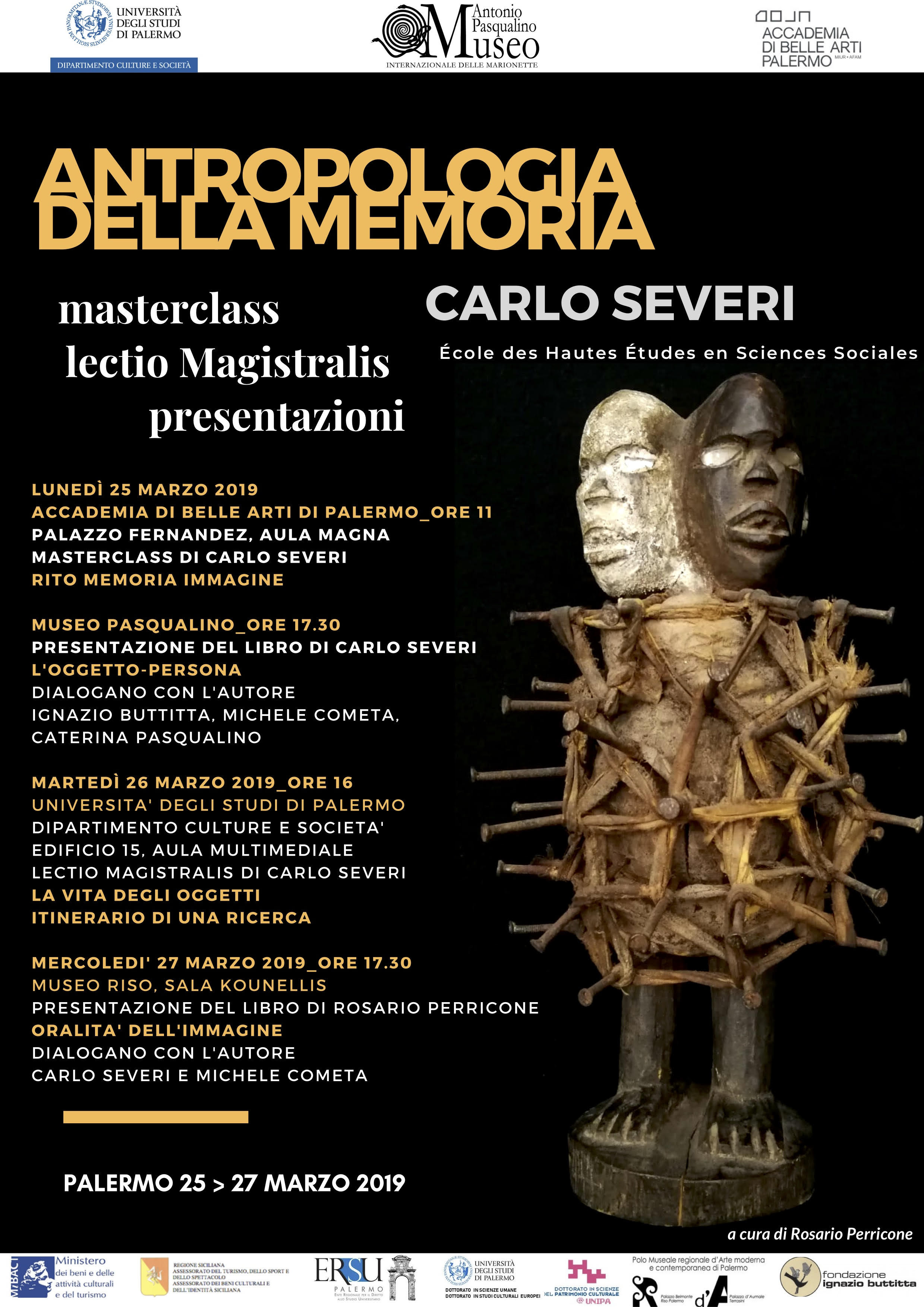 Antropologia della Memoria – Masterclass, Lectio Magistralis, Incontri