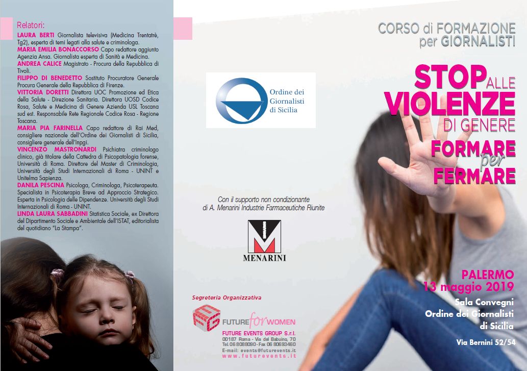 Giornalisti: stop a violenza di genere, progetto Menarini a Palermo