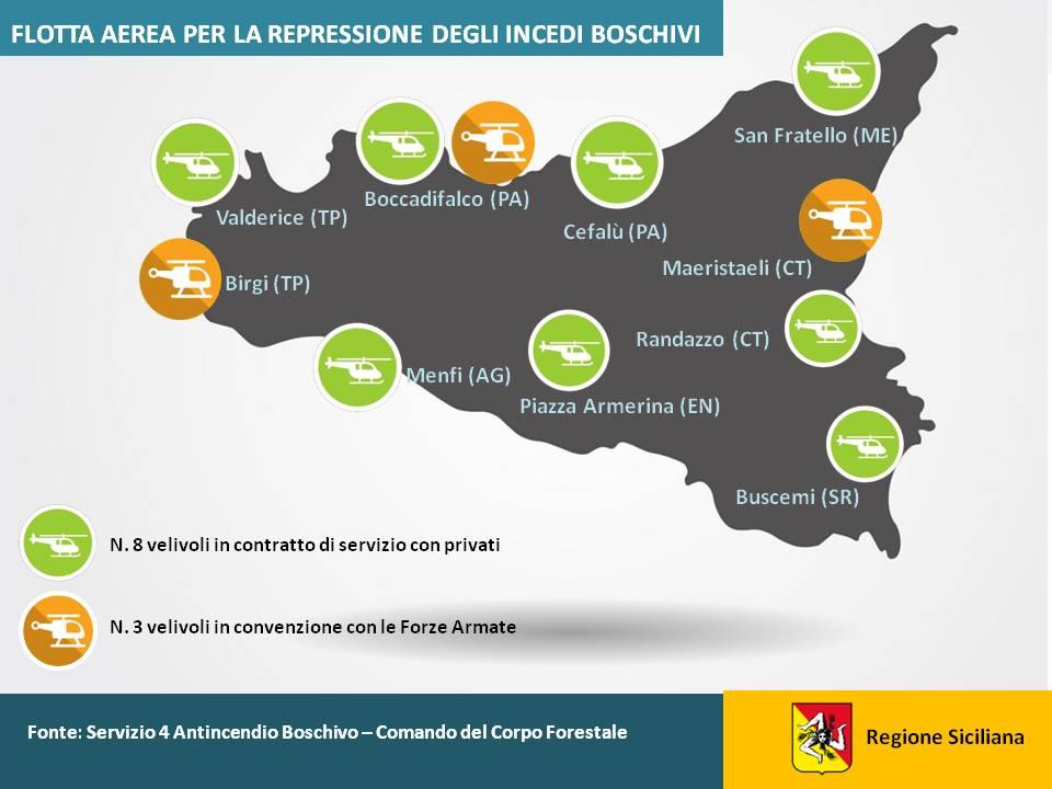 Contrasto incendi in Sicilia, la Regione potenzia la flotta aerea