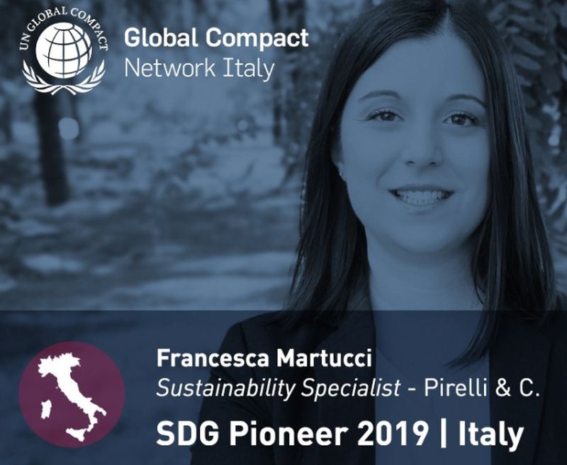 Riconoscimento SDG Pioneer Italy 2019 a Francesca Martucci di Pirelli
