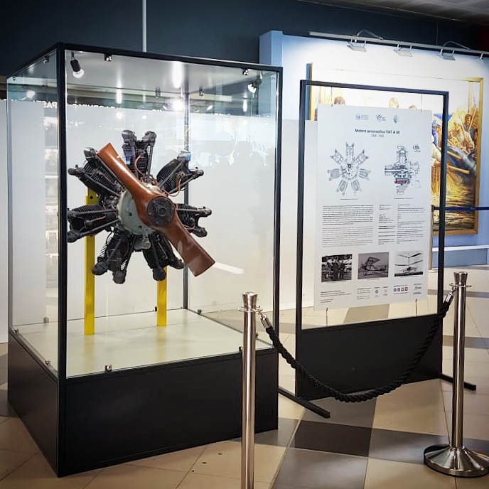 Mostre Palermo, motore aeronautico Fiat A 50 esposto a Punta Raisi