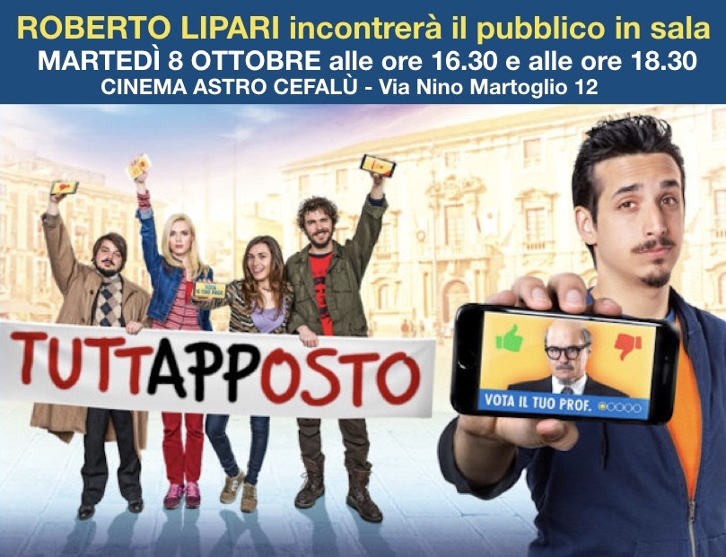 Tuttapposto, Roberto Lipari in sala a Cefalù martedì 8 ottobre