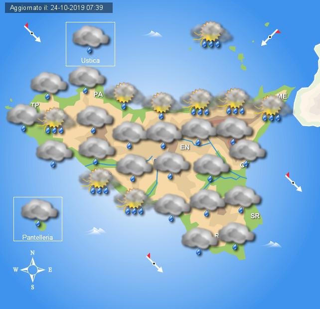 Meteo venerdì 25 ottobre Sicilia, arrivano piogge e temporali