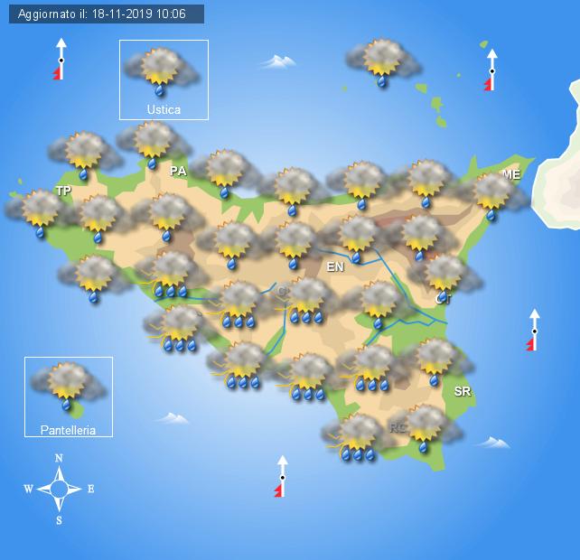 Meteo martedì 19 novembre Sicilia, tornano acquazzoni e temporali