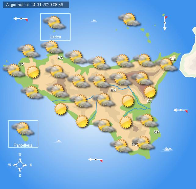 Meteo mercoledì 15 gennaio Sicilia, tempo sereno e stabile