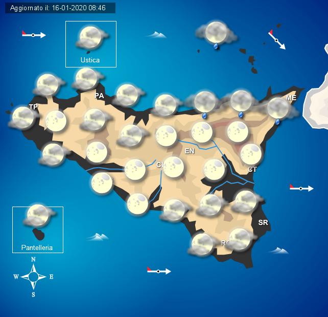 Meteo venerdì 17 gennaio Sicilia, cieli generalmente poco nuvolosi