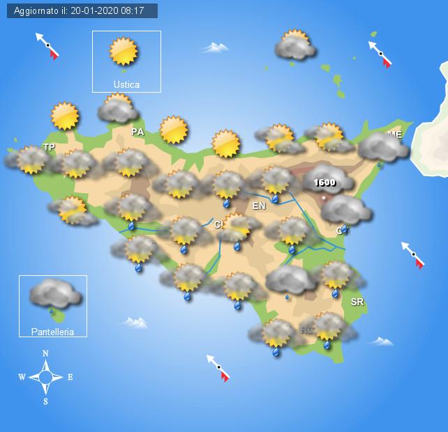 Meteo martedì 21 gennaio Sicilia, possibili piogge al mattino
