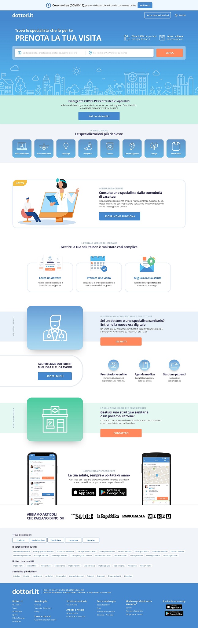 Il portale Dottori.it apre gratuitamente anche ai medici di famiglia