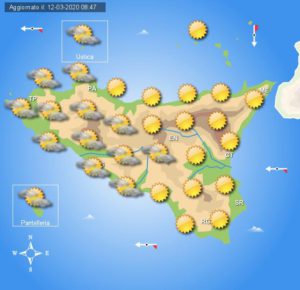 Meteo venerdì 13 marzo Sicilia. Ampi spazi di sereno al mattino alternati a locali addensamenti...
