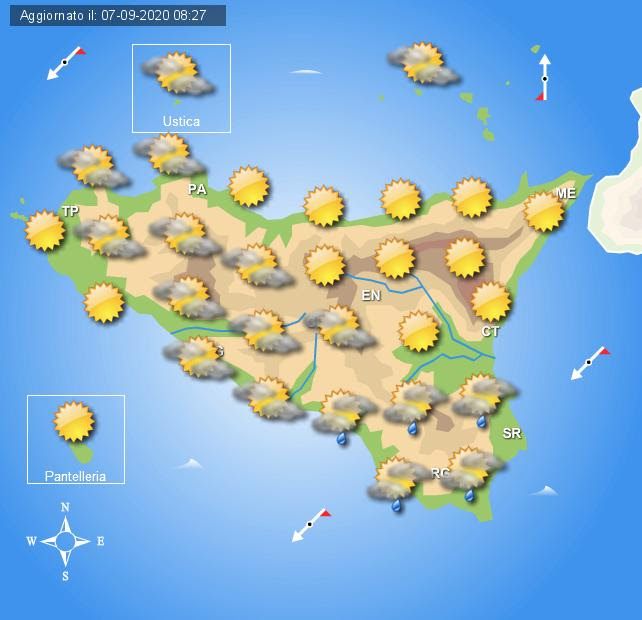 Meteo Sicilia martedì 8 settembre: pioggie nel pomeriggio, temperature in aumento