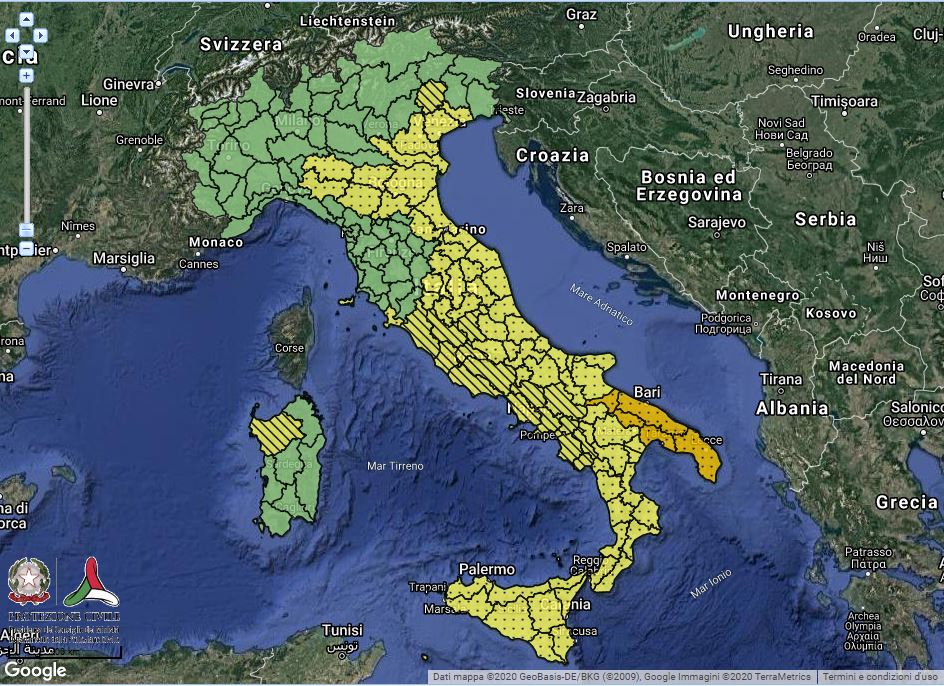 Maltempo in Sicilia, la Protezione civile lancia l’allerta gialla