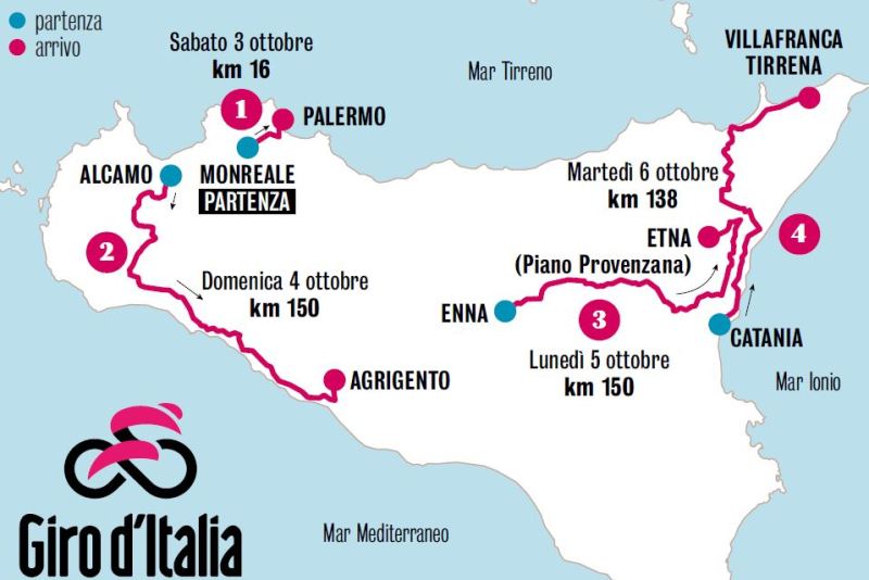 Giro d’Italia, partenza sabato da Palermo: cambia la viabilità