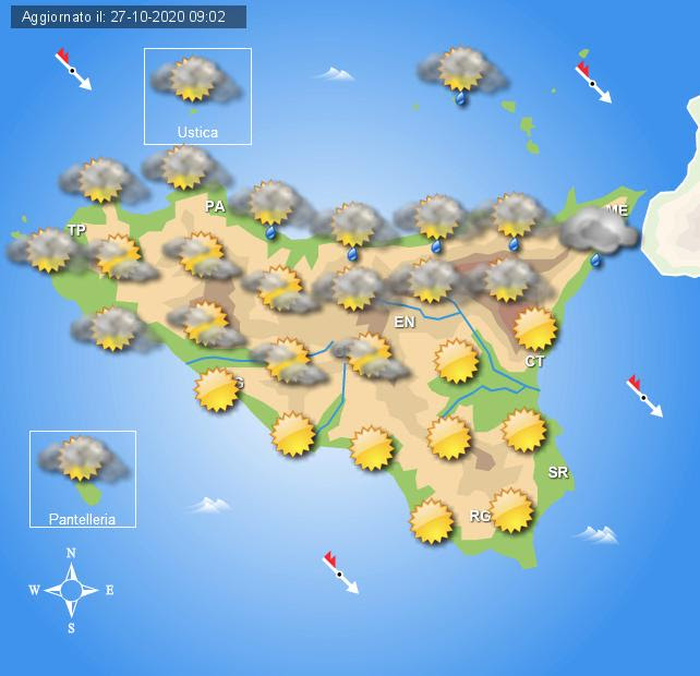 Meteo Sicilia di mercoledì 28 ottobre