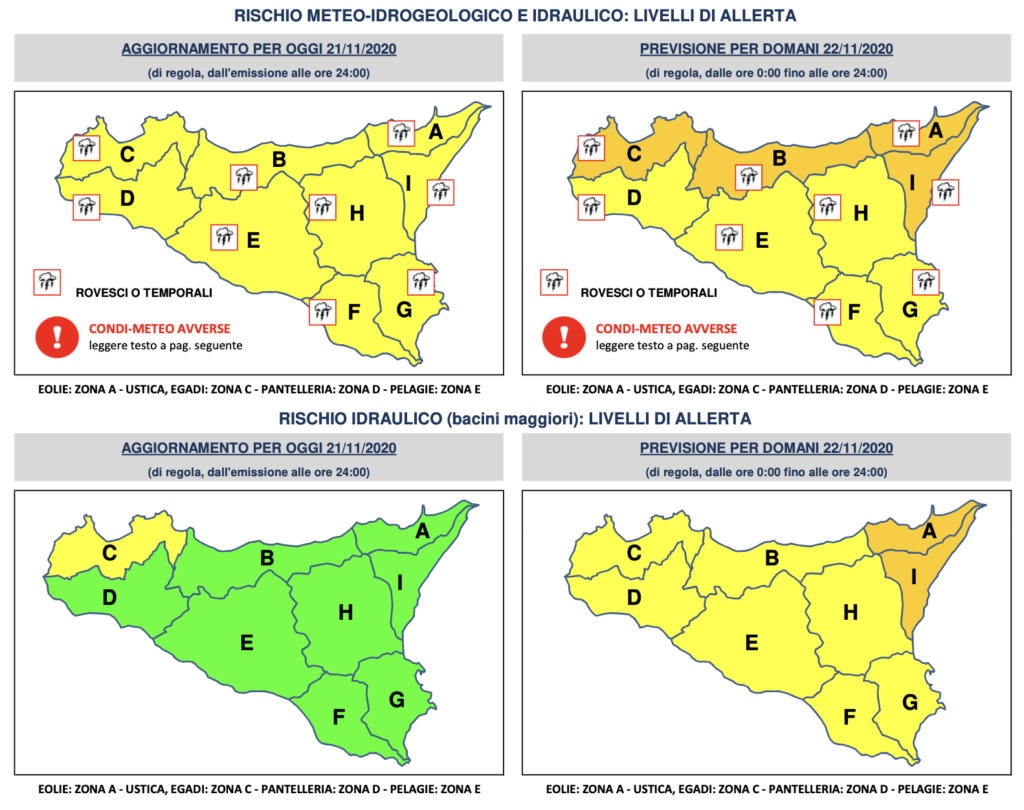 Meteo, domani allerta arancione in Sicilia