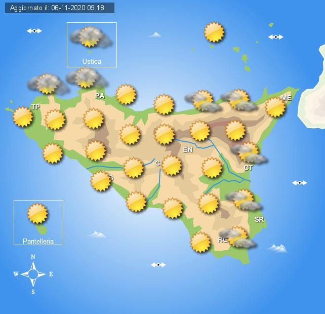 Meteo Sicilia di sabato 7 e domenica 8 novembre