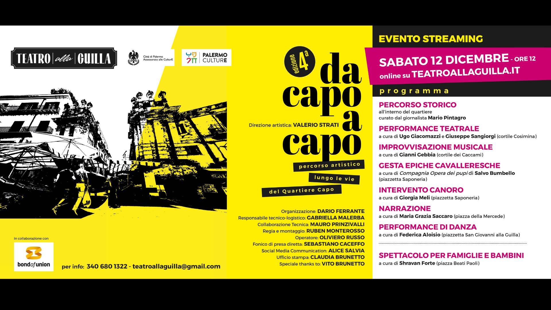 Palermo, “Da Capo a Capo”: al via la 4a edizione in streaming