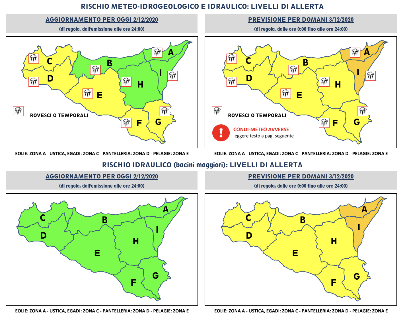 Allerta gialla domani a Palermo, rovesci di forte intensità