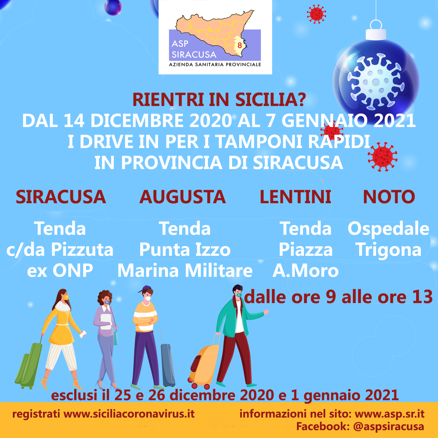 Drive in a Siracusa per tamponi per chi rientra in Sicilia