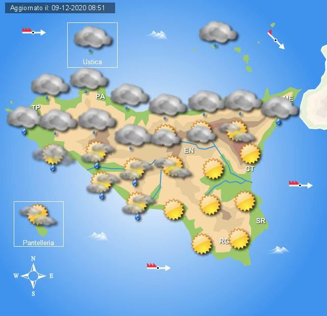 Meteo Sicilia di giovedì 10 dicembre