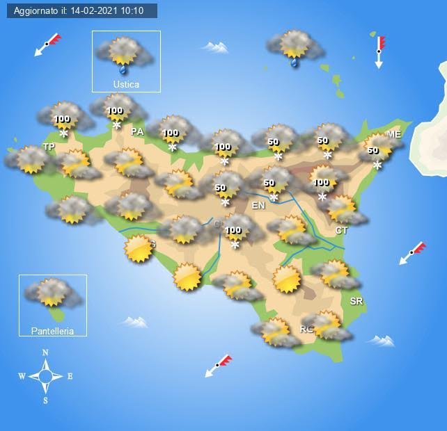 Meteo Sicilia di lunedì 15 febbraio