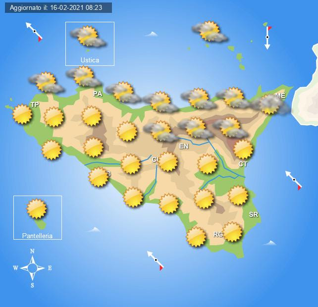 Meteo Sicilia di mercoledì 17 febbraio