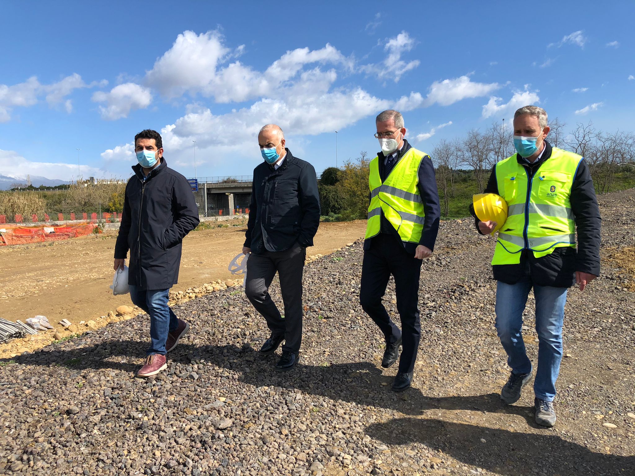 Tangenziale Catania, Falcone al cantiere della rotatoria di Bicocca