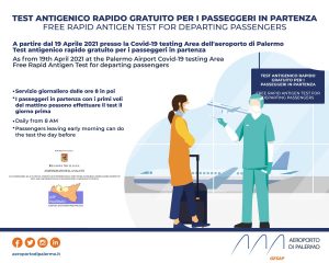 I passeggeri in partenza dall’aeroporto di Palermo potranno sottoporsi gratuitamente a un tampone...
