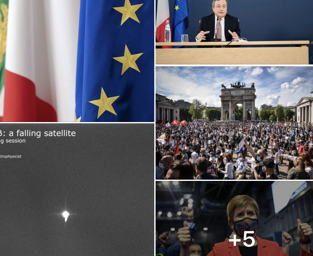 #Tanomattinale 9 maggio 2021: Festa dell’Europa e Mattarella, razzo nelle Maldive, Draghi e riaperture, legge ZAN; Scozia indipendente, AstraMusumeci e festa matrimonio sanzionata, Livatino, Moro, Impastato