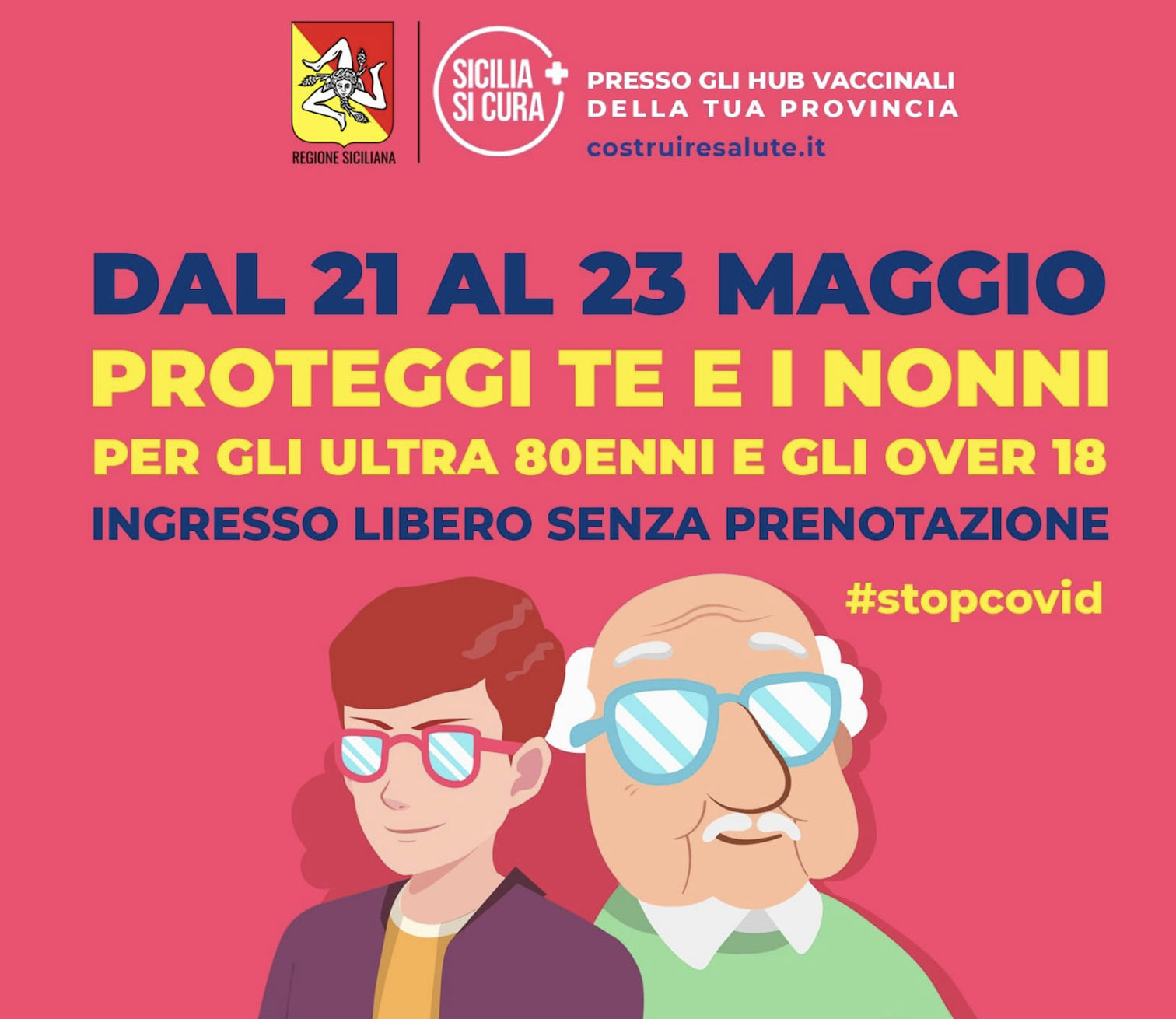 Vaccinazioni, campagna “Proteggi te e i nonni” anche a Catania e Messina