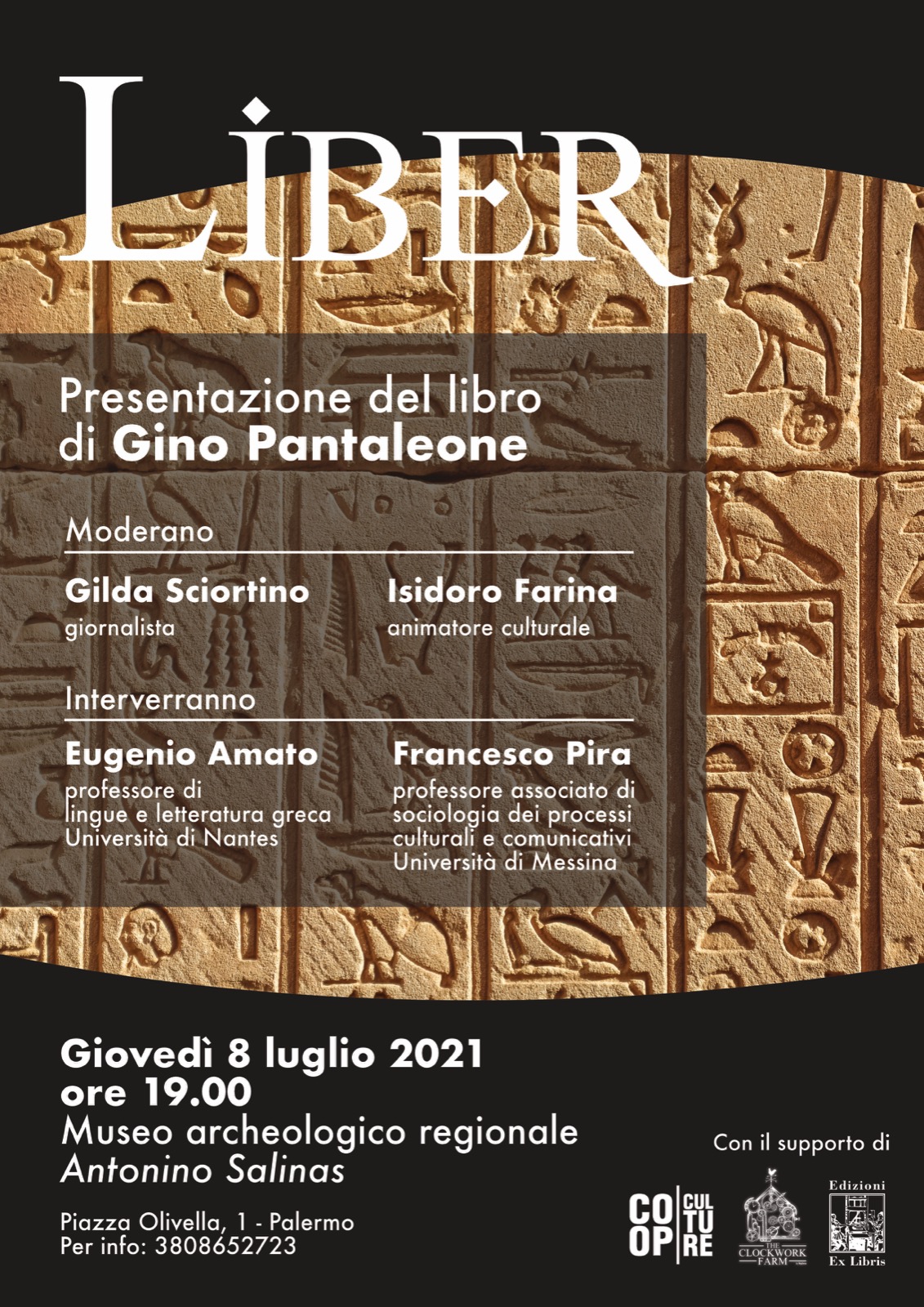Gino Pantaleone presenta “Liber” e incontra la sua città al Museo Salinas di Palermo