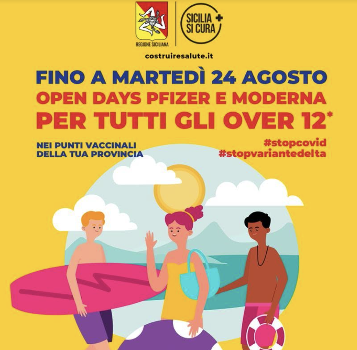 Vaccini, in Sicilia gli “open days” proseguono fino al 24 agosto