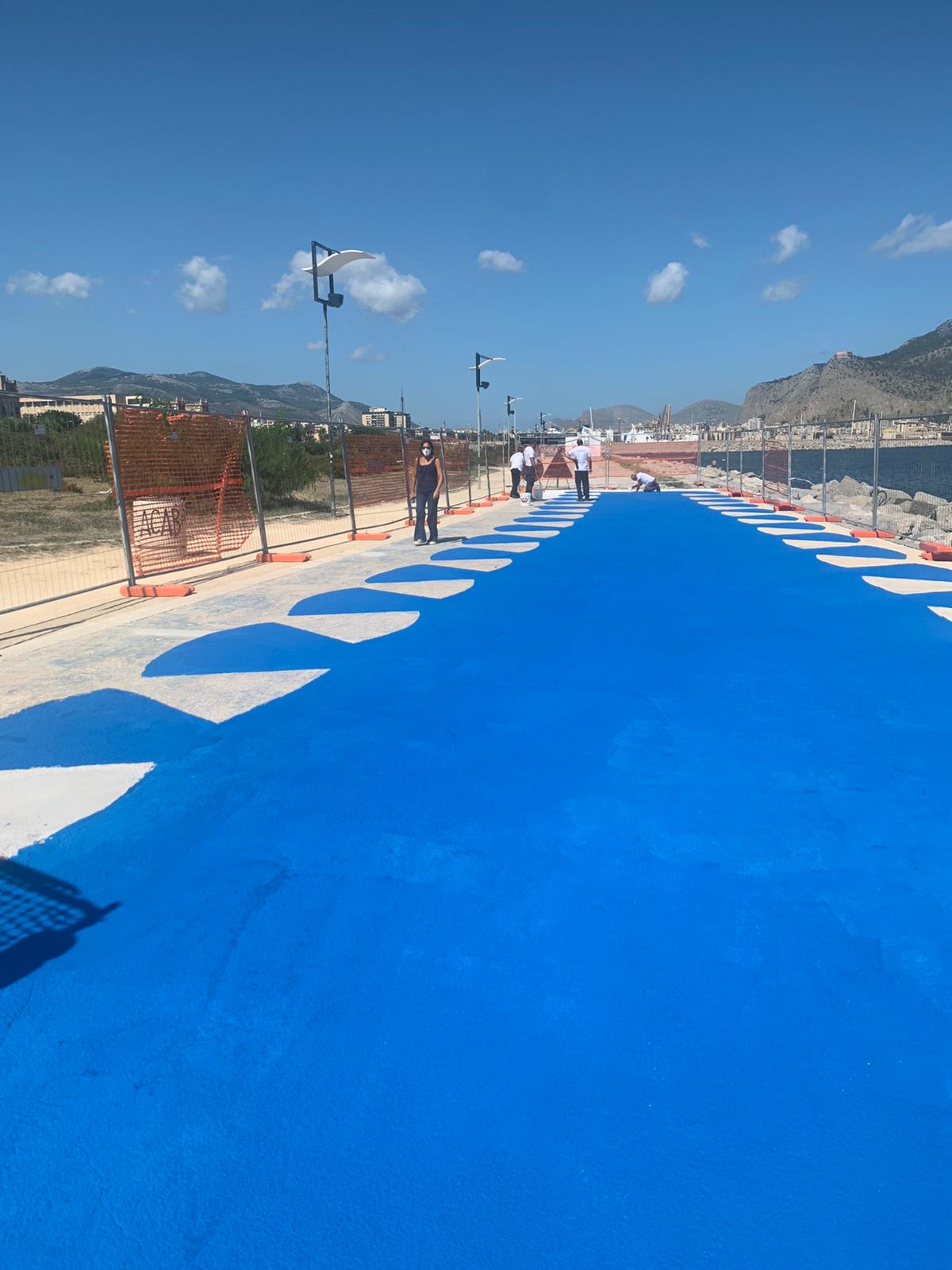 Foro Italico, lavori di ricoloritura della pavimentazione