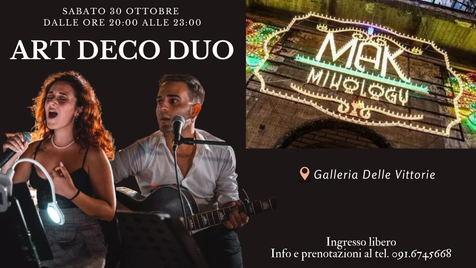 Galleria delle Vittorie: le sonorità jazz, blues e non solo dell’ART DECO DUO