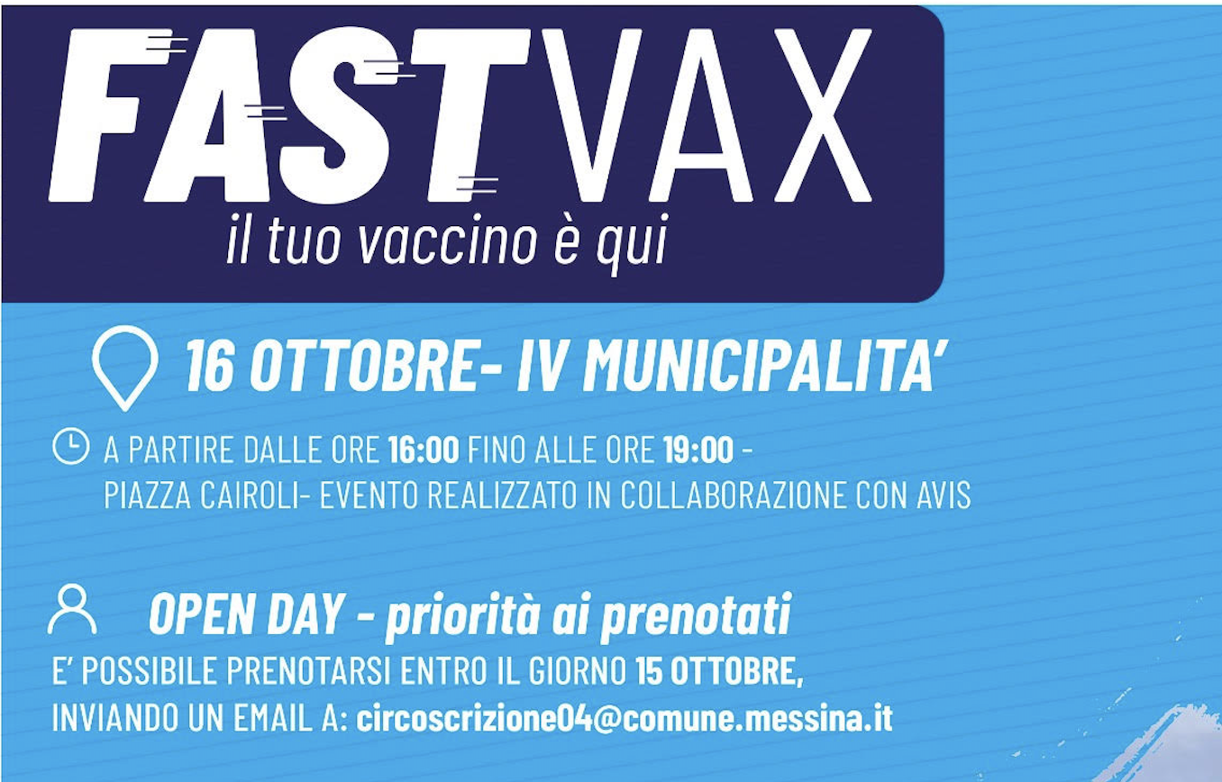 Messina, “FastVax, il tuo vaccino è qui” iniziativa sabato in piazza