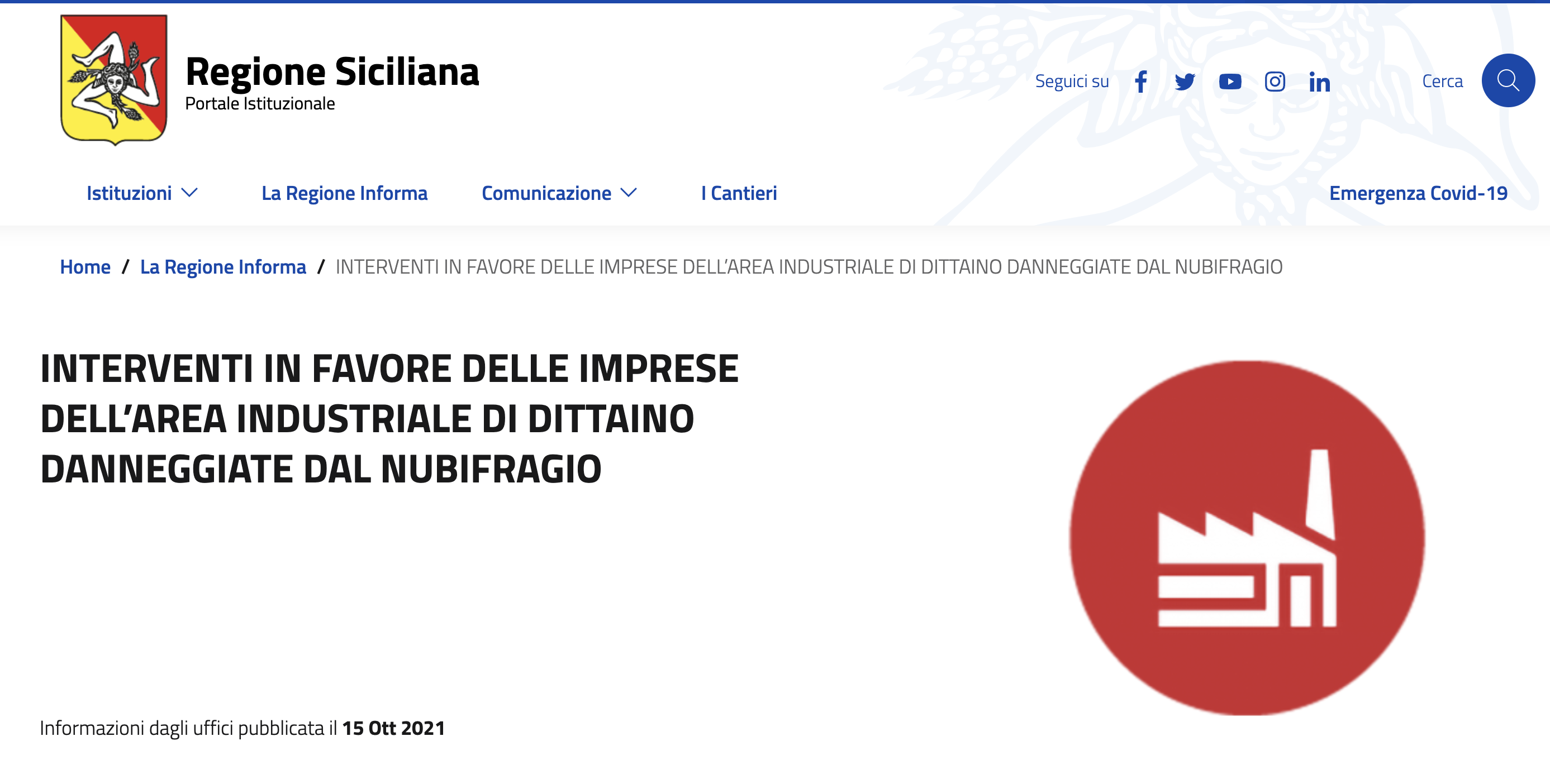 Aiuti alle imprese del Dittaino colpite dal nubifragio del 2020