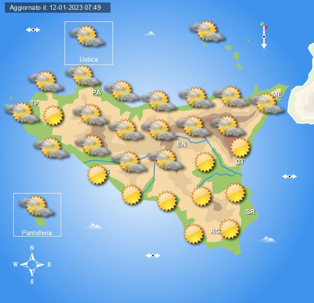 Meteo Sicilia di venerdì 13 gennaio