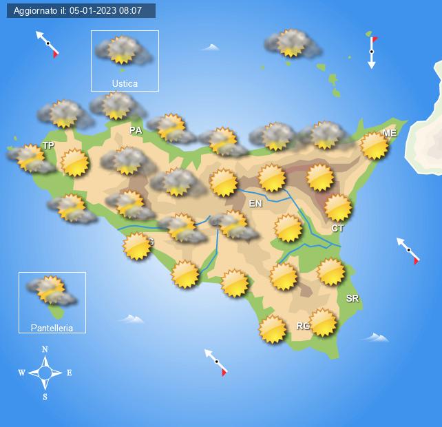 Meteo Sicilia di venerdì 6 gennaio