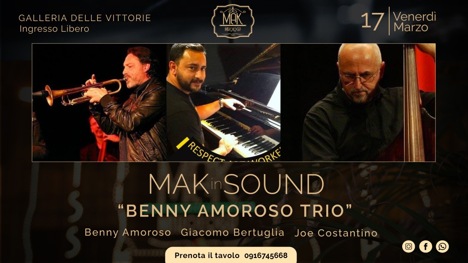 Tromba, jazz manouche e archi per il fine settimana live dal 17 al 19 Marzo della Galleria delle Vittorie