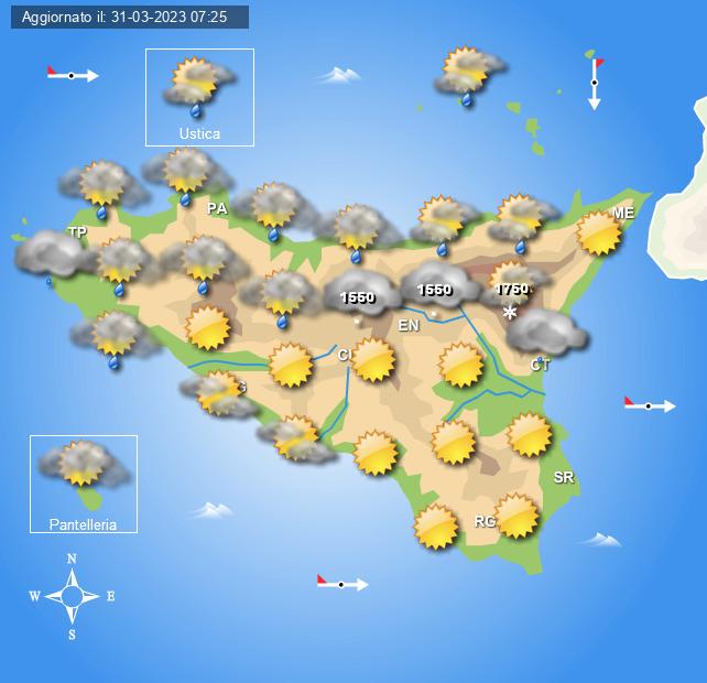 Meteo Sicilia di sabato 1 e domenica 2 aprile