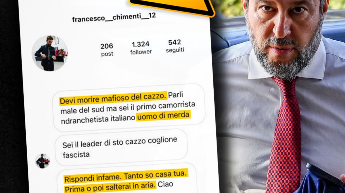 Minacce a Salvini: “Devi morire mafioso del c***o”