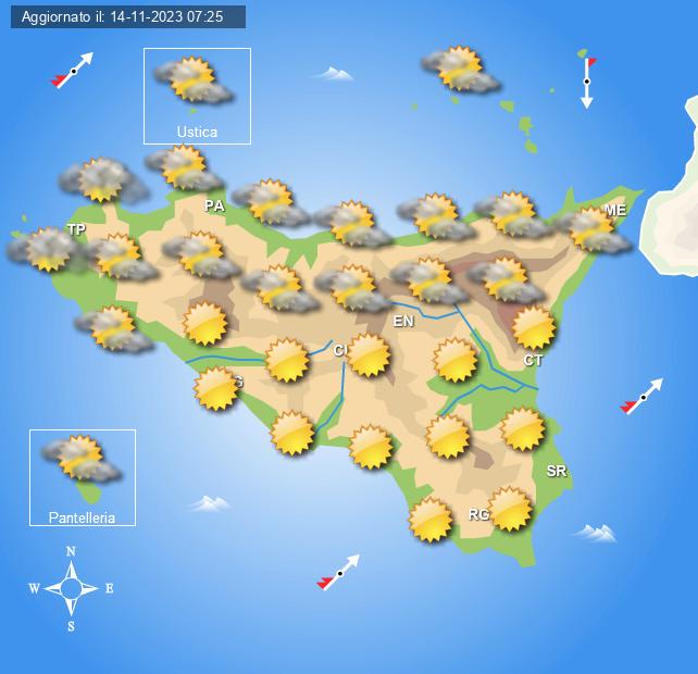Meteo Sicilia di mercoledì 15 novembre