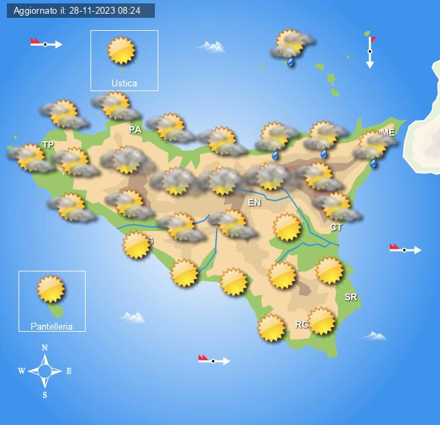 Meteo Sicilia di mercoledì 29 novembre