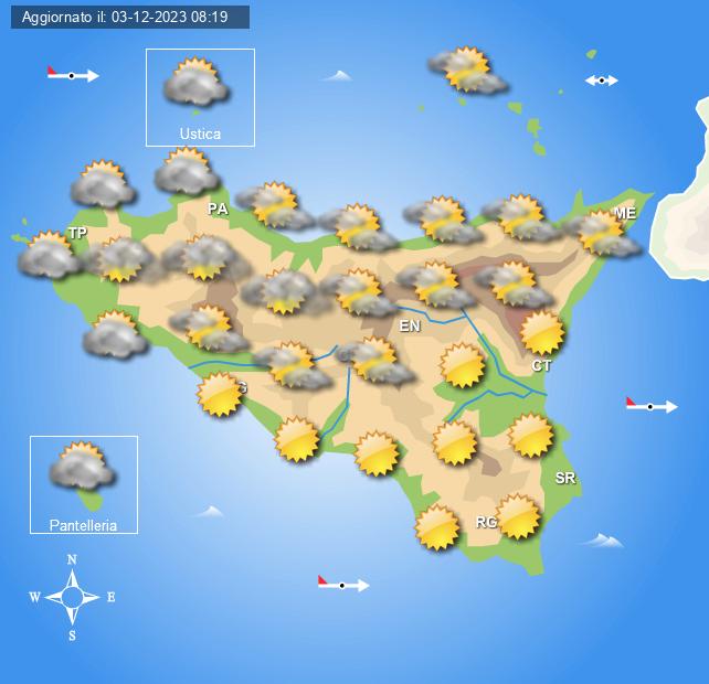 Meteo Sicilia di lunedì 4 dicembre