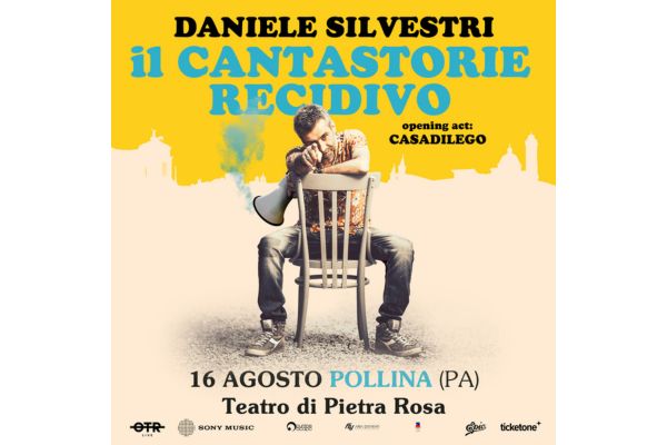 Daniele Silvestri aTeatro di Pietra Rosa a Pollina al tramonto il 26 agosto