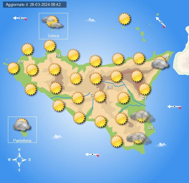 Meteo Sicilia di sabato 30 e domenica 31 marzo
