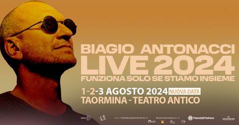 Biagio Antonacci: a grande richiesta terza data live a Taormina il 3 agosto