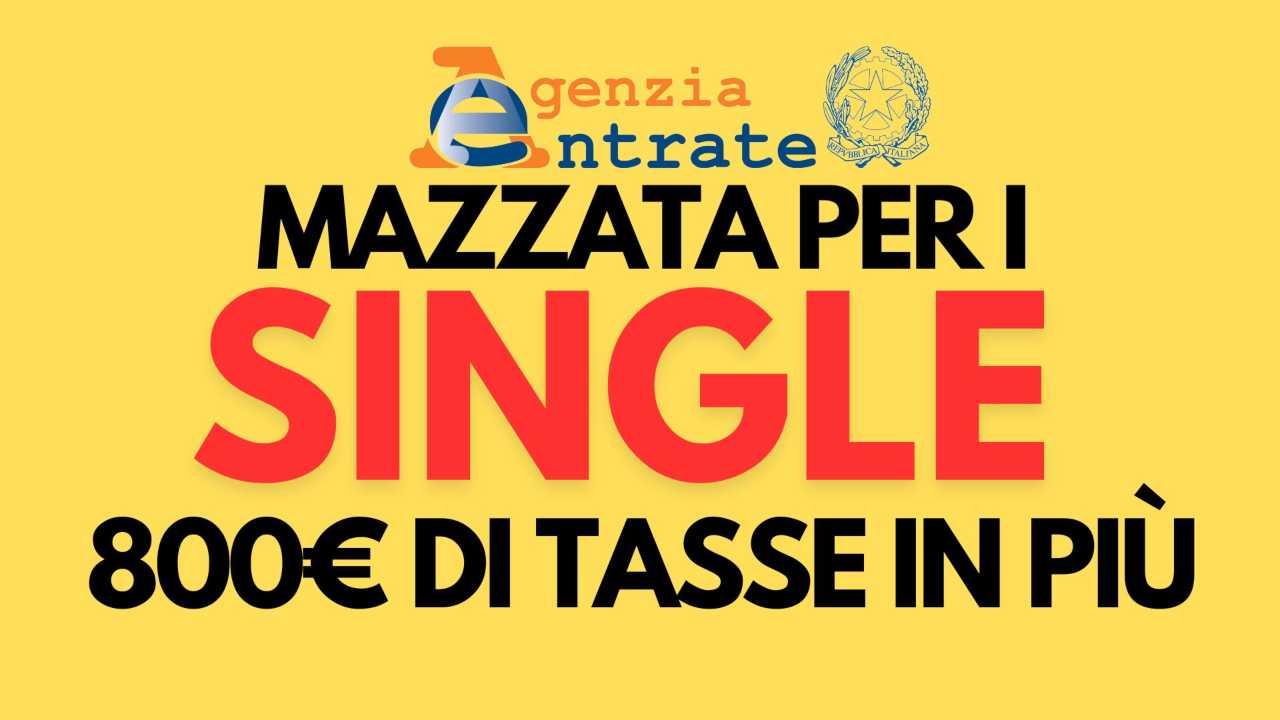 Sei single? Ti tradisce anche l’Agenzia delle Entrate: 800€ di tasse in più rispetto agli innamorati