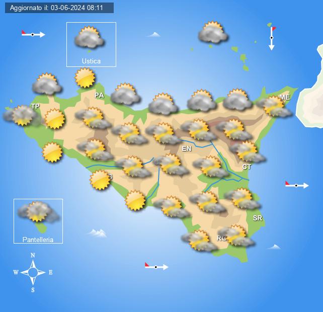 Meteo Sicilia di lunedì 3 giugno