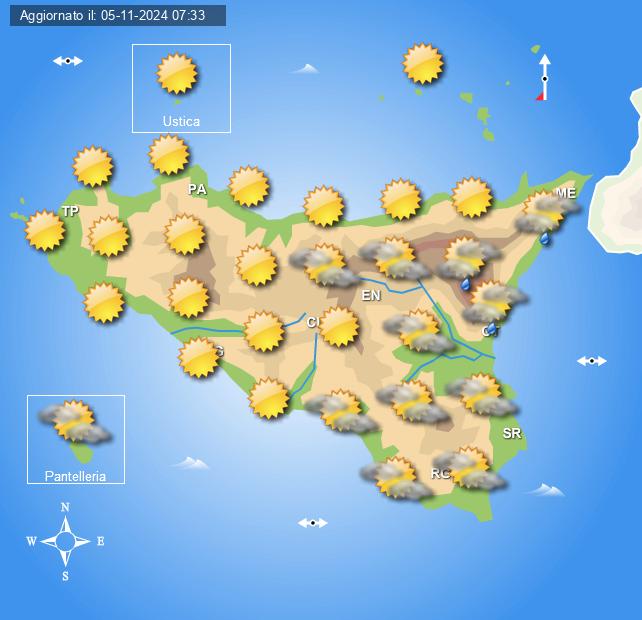 Meteo Sicilia di mercoledì 6 novembre