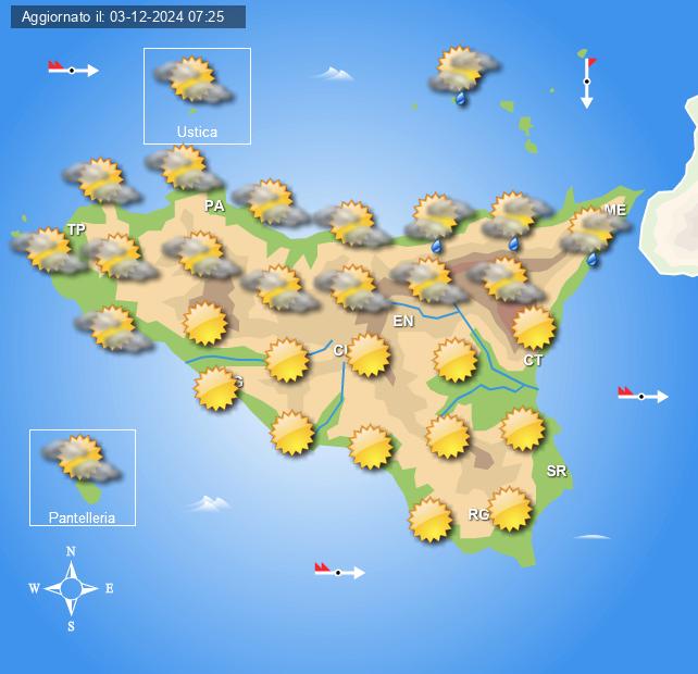 Meteo Sicilia di mercoledì 4 dicembre